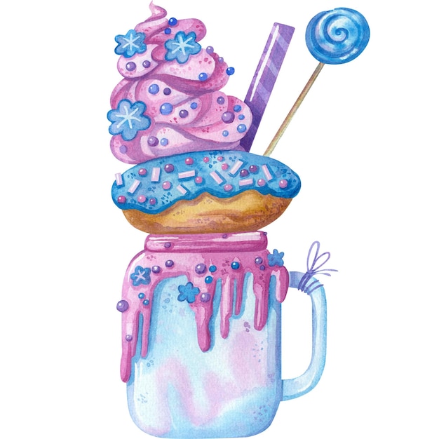 Casquinha de sorvete, aquarela, doces congelados Clipart