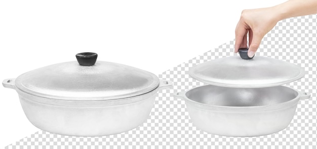 Casserole En Aluminium Avec Couvercle Pour La Cuisson. Isolé De L'arrière-plan