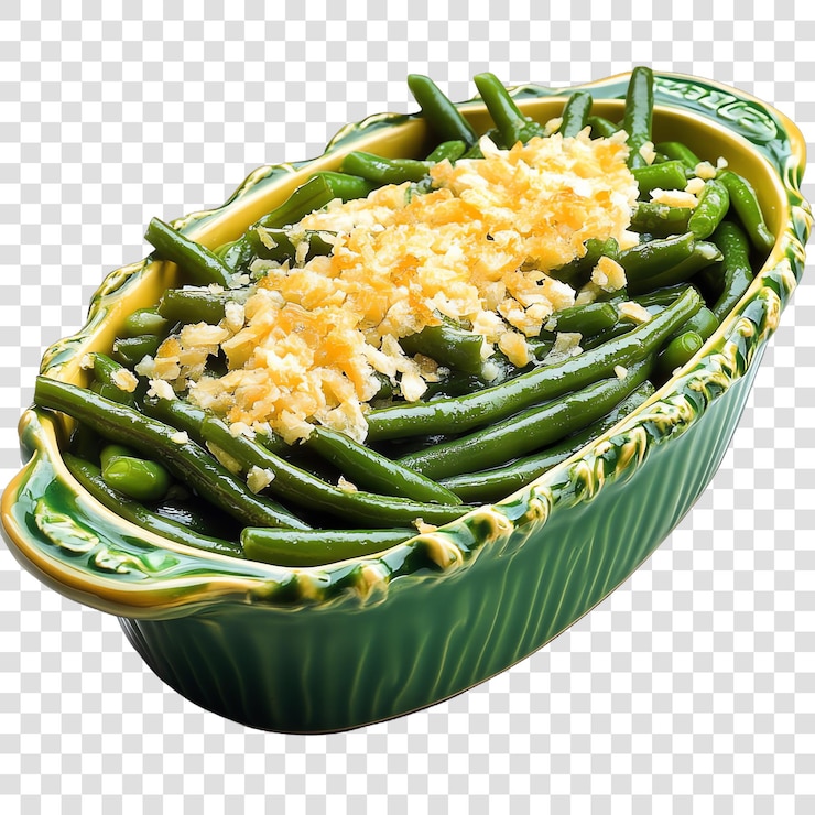 PSD casserole de frijoles verdes aislados sobre un fondo transparente