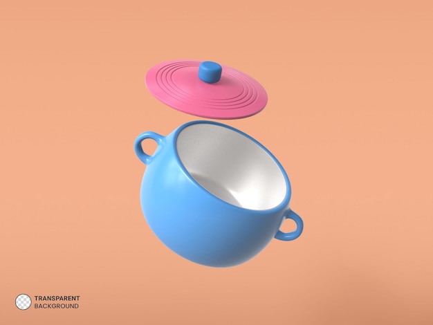 PSD casserole ustensiles de cuisine icône isolé rendu 3d illustration