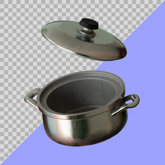 PSD casserole vide en métal stylisé 3d