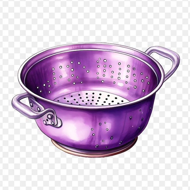 PSD une casserole violette avec des gouttes d'eau et une image d'un oiseau dans le coin supérieur gauche