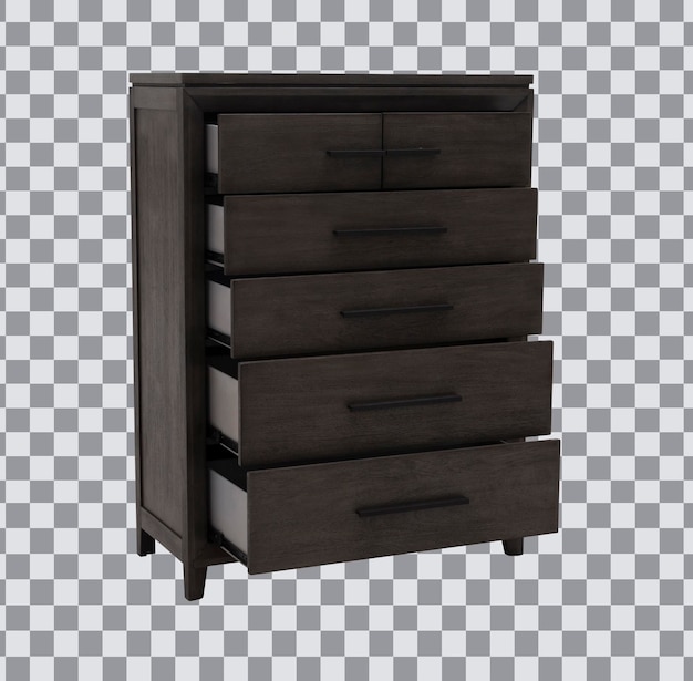 cassetto di legno su sfondo trasparente