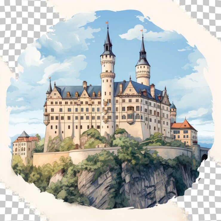 PSD castelo de sigmaringen um castelo alemão está em um fundo transparente