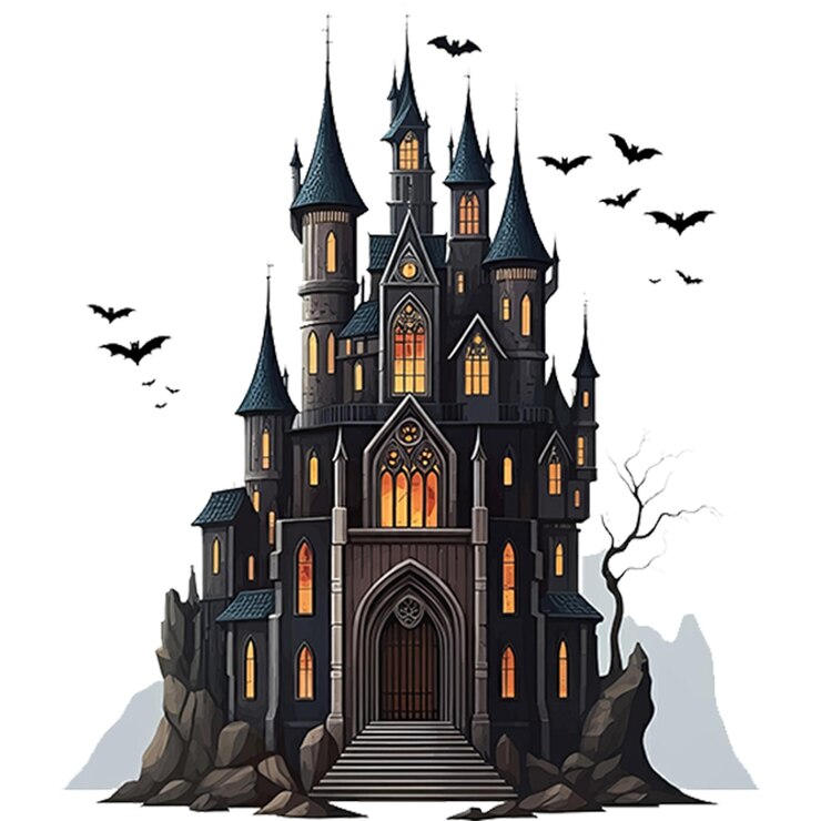 PSD castelos de vampiros em fundo transparente