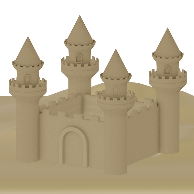 Castillo de arena renderizado en 3d