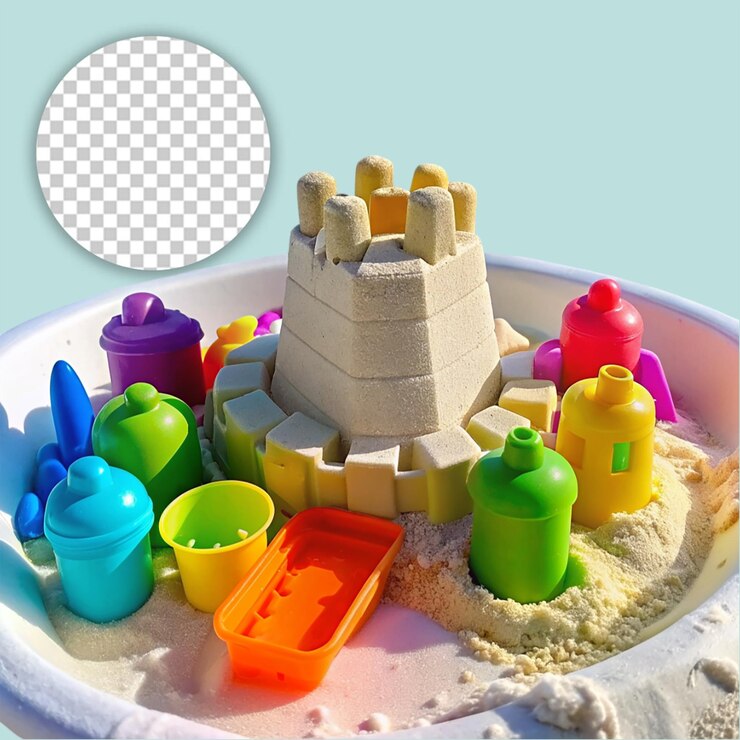PSD un castillo hecho de legos sobre un fondo transparente