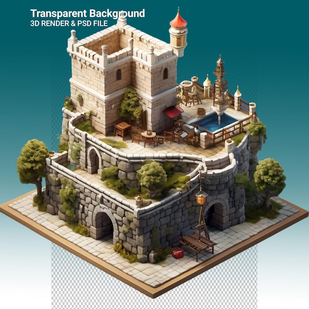 PSD un castillo con una imagen de un castillo en la parte superior