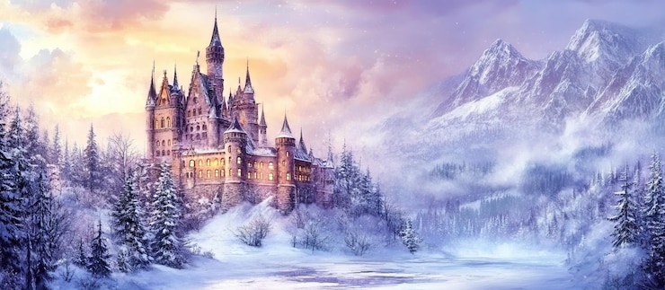 PSD el castillo del país de las maravillas de invierno
