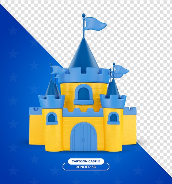 Castillo de princesa de dibujos animados con fondo transparente