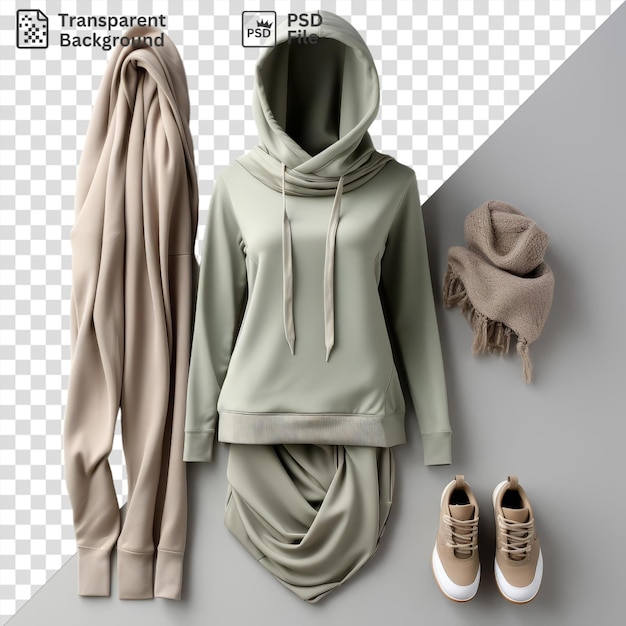 Casual hoodie y zapatos aislados para los catálogos de moda de modern gilr fondo transparente