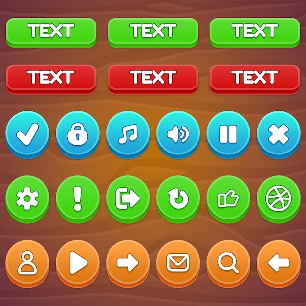 Casual-Spiel-Ui-Design-Knopf-Kit für PSD