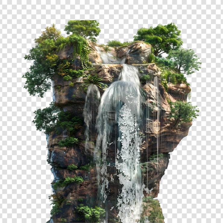 PSD catarata sobre un fondo transparente