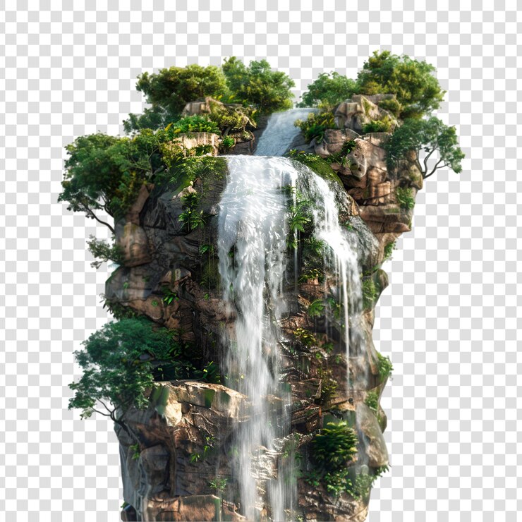 PSD catarata sobre un fondo transparente