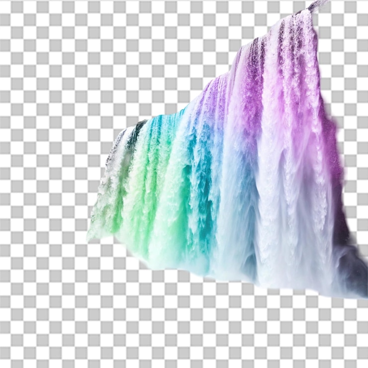 PSD cataratas coloridas aisladas sobre un fondo transparente