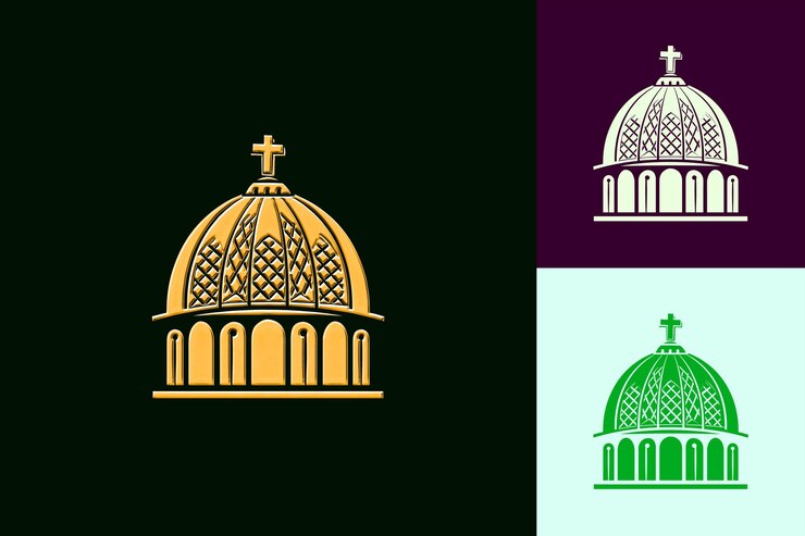 PSD catedral de la cúpula con diseño geométrico estructura en forma de cúpula elegante italia diseños vectoriales de cultura