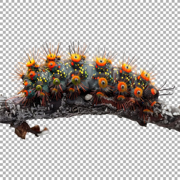 PSD caterpillar em fundo transparente ai gerado