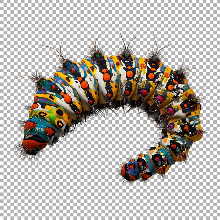 PSD caterpillar en un fondo transparente generado por ai