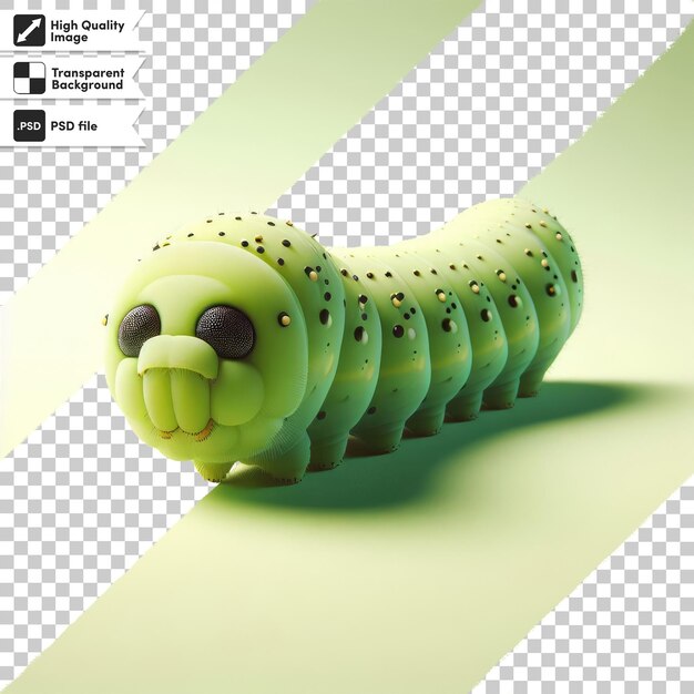 PSD caterpillar vert psd sur fond transparent avec couche de masque modifiable