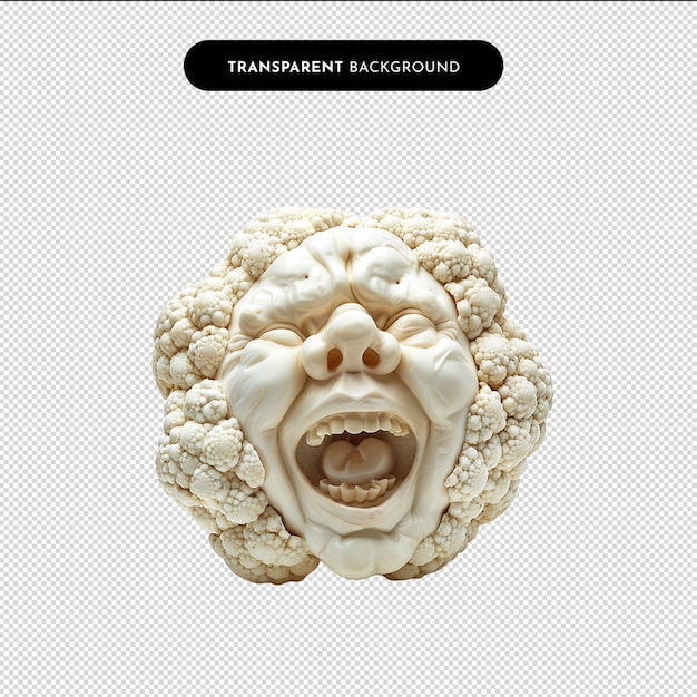 PSD cauliflower laughing isolated on a transparent background