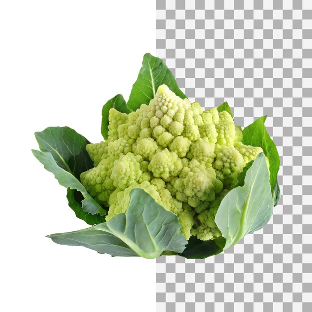 PSD cauliflower vert et blanc avec une forme de fleur isolé arrière-plan transparent