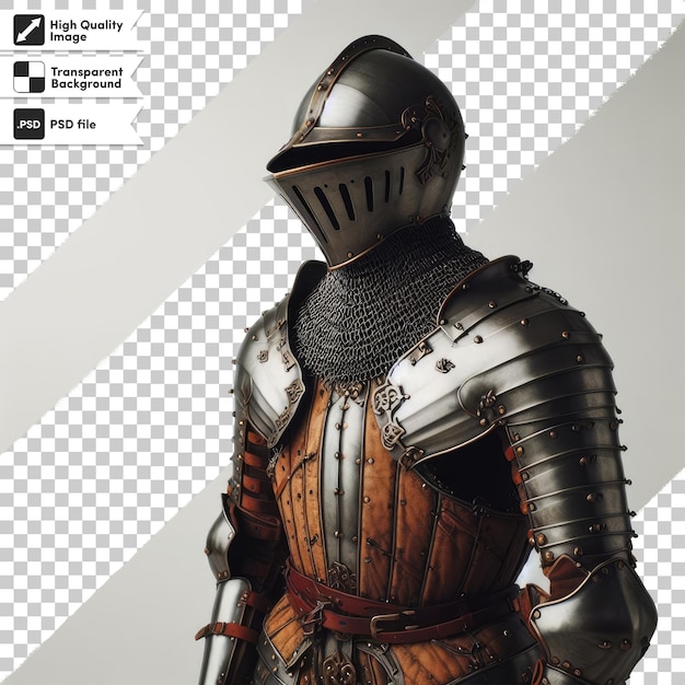 PSD cavaleiro medieval em armadura em fundo transparente com camada de máscara editável