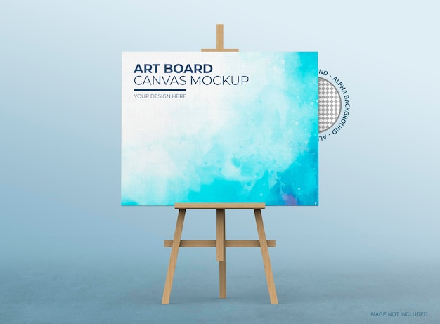 Cavalete com Canvas Mockup para exposição de artistas, publicidade e comunicação.