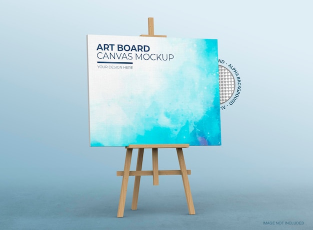Cavalete com Canvas Mockup para exposição de artistas, publicidade e comunicação.