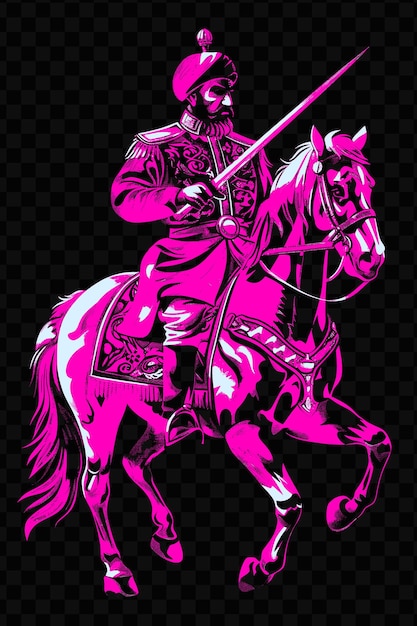 PSD cavalier azerbaïdjanais avec un sabre assis sur un cheval dans un t-shirt design art outlines d'encre de tatouage