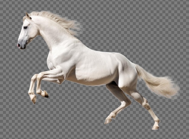 PSD cavalo branco correndo isolado em fundo transparente