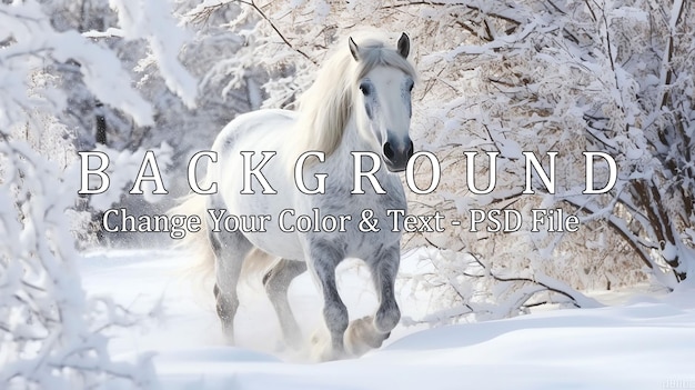 PSD cavalo branco no inverno foto ai gerativa