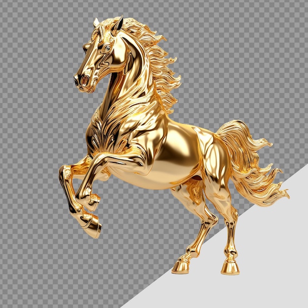 PSD cavalo dourado png isolado em fundo transparente