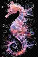 PSD cavalo-marinho capricho com anêmonas e bolhas de mar balançando tra psd dia mundial do mar animal