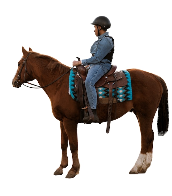 Cavalo pronto para equitação isolado