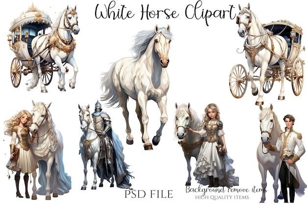 Cavalos brancos Clipart