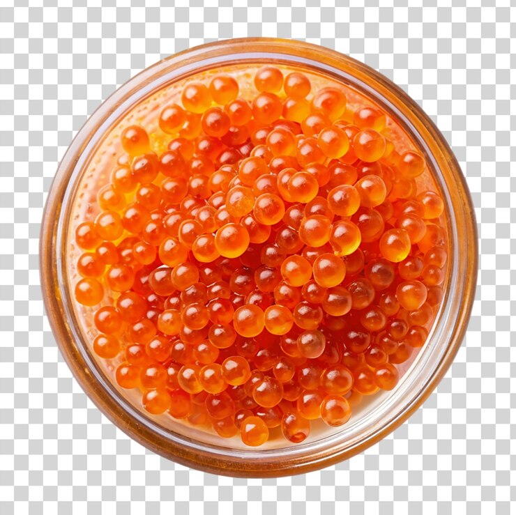 PSD caviar naranja aislado sobre un fondo transparente
