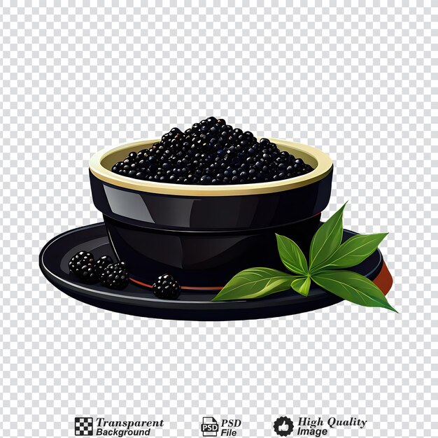 Caviar negro aislado sobre un fondo transparente