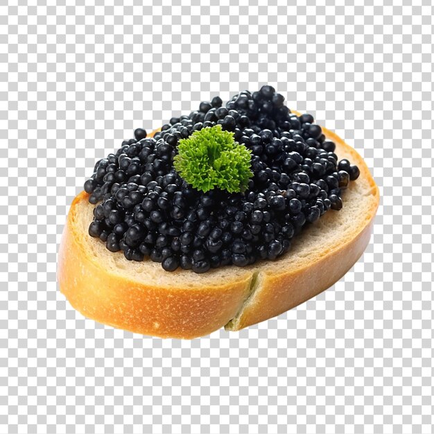 PSD caviar noir sur du pain isolé sur un fond transparent