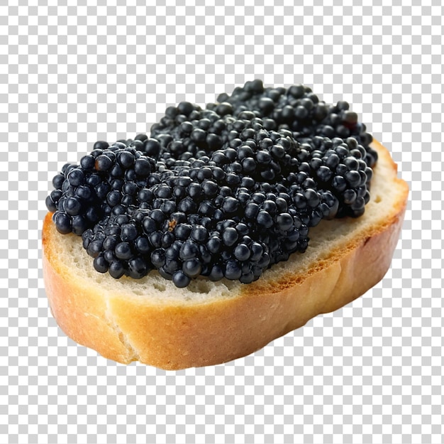 PSD caviar preto em pão isolado sobre um fundo transparente