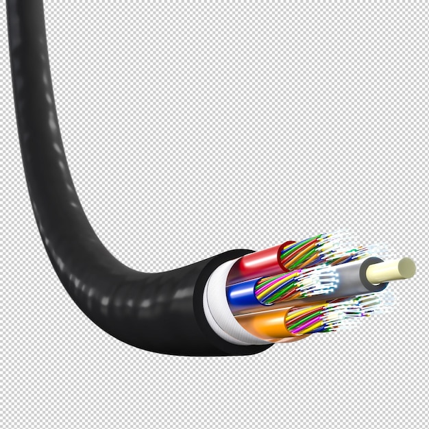 cavo in fibra ottica nero isolato su bianco