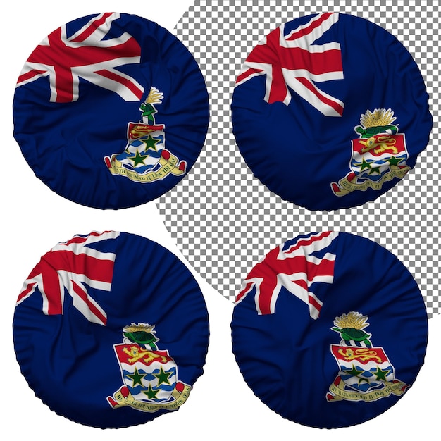Cayman Islands Flag Round Shape Isolated Different Waving Style Bump Texture 3D Rendering