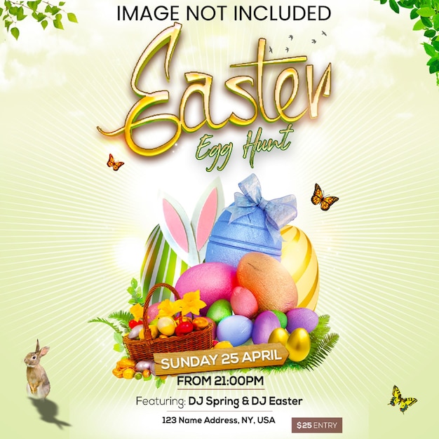Caza de huevos de Pascua Evento Flyers Festival de la primavera
