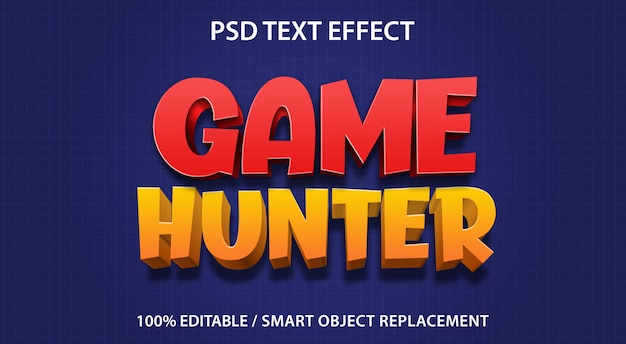 PSD cazador de juegos de efectos de texto editable