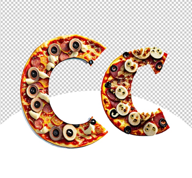 Cc-buchstaben-design für pizza