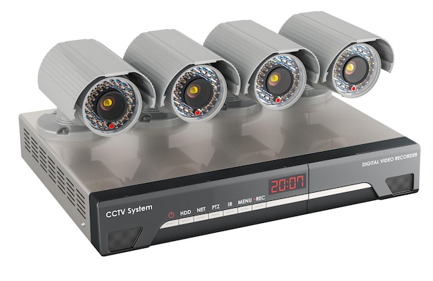 CCTV-System System digitaler Videorekorder 3D-Rendering isoliert auf transparentem Hintergrund