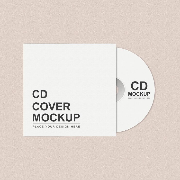 PSD cd blanc réaliste et maquette de couverture à plat maquette de cd simple avec couverture en papier vue de dessus