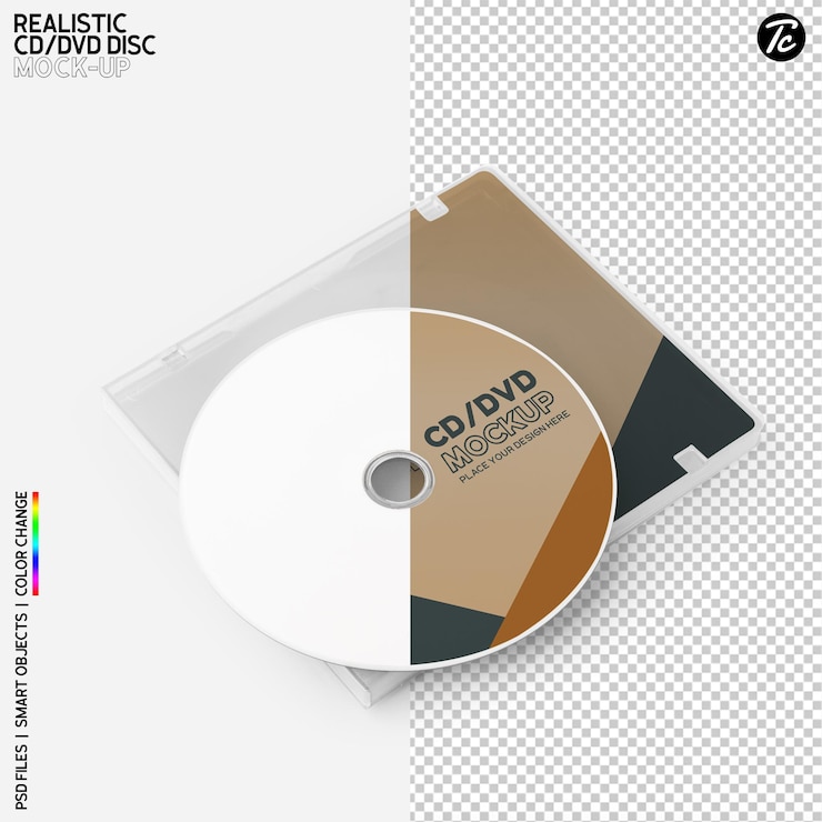 PSD cd disco e cd box cover mockup design isolato