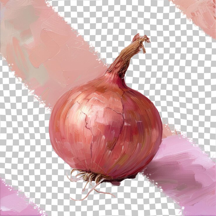PSD una cebolla con un fondo rosa y un cuadrado blanco con una cebolla roja en él
