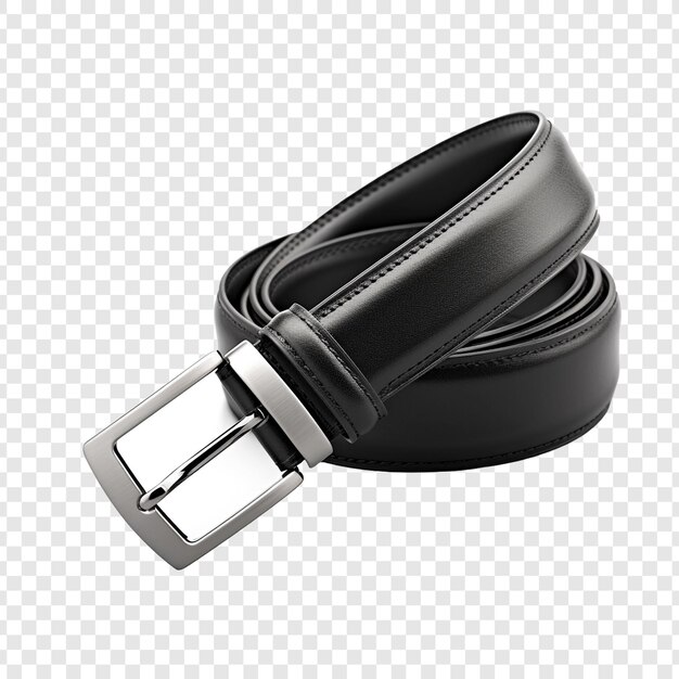 PSD ceinture noire pour hommes, vêtement de mode en cuir isolé sur fond transparent