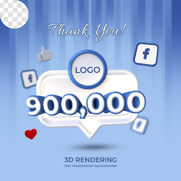 Celebração da página do facebook 90k gosta de modelo de cartaz renderização em 3d